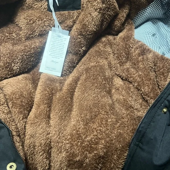 Women's Black Parka with Faux Fur Trim - Picture 12 of 12